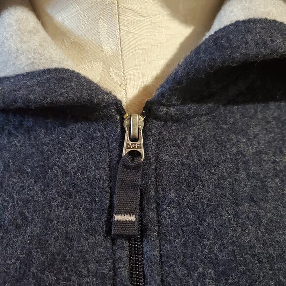 Abercrombie & Fitch Vintage Y2K Wool Blend 1/2 Zip Blue Hooded Sweater Womens L - Picture 7 of 12